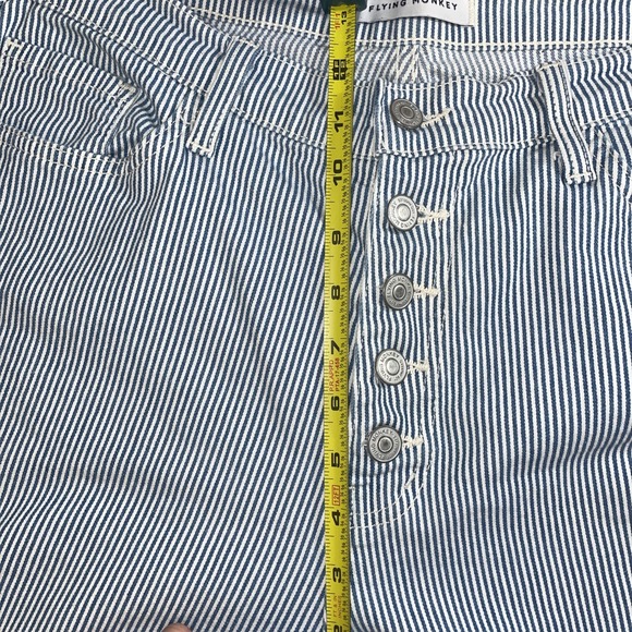 Flying Monkey Wide Leg Cropped Jeans 31 Gaucho Jeans Blue White Stripe Capri - Picture 7 of 8